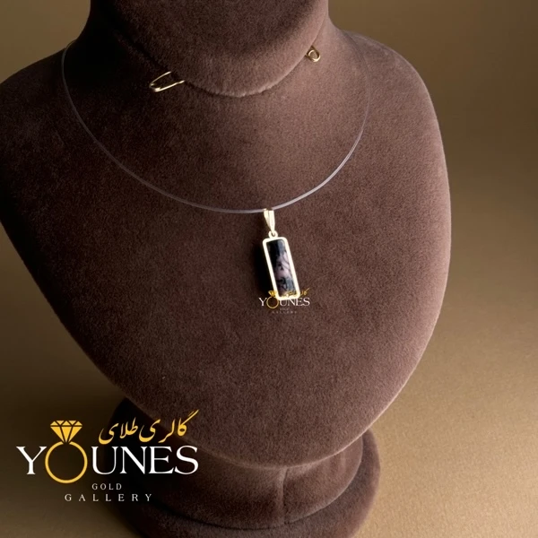 آویز طلا سنگ امیتیست رگه دار